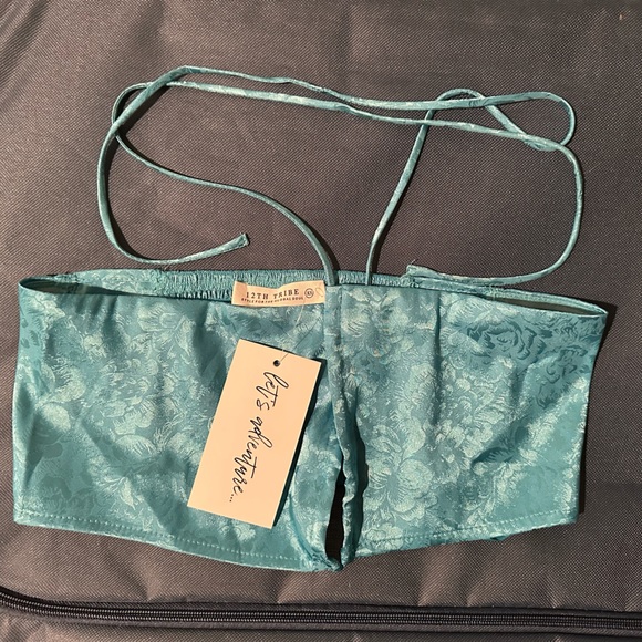 12th Tribe St. Barths Aqua Jacquard Crop Top NWT - Picture 4 of 9
